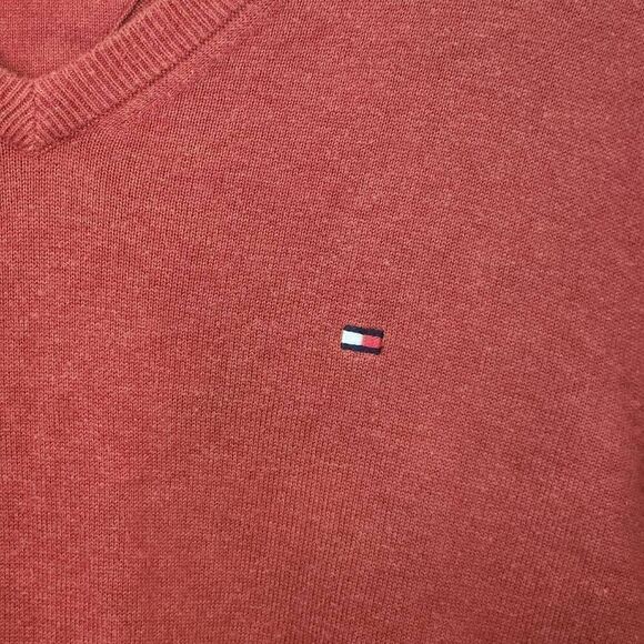 Tommy Hilfiger v neck sweater burnt orange cotton Small - Picture 3 of 5